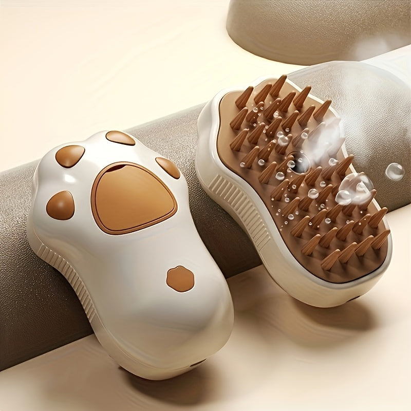 Cat Paw / Lemon Dual-Style Optional 3-in-1 Electric Pet Steaming Brush, Cat Paw Standard Model (150mAh) - One-button Spray Massage and Cleaning, Self-cleaning, Suitable for Both Cats and Dogs, for Massaging, Cleaning, and Rem