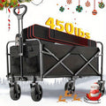 Collapsible Folding Wagon Cart, Track and Field Equipment Transporter Large Capacity Camping Wagon, All-Terrain Foldable Pet Stroller, Heavy-Duty Utility Wagon Cart for Grocery, Outdoor, Beach, Gardening, Shopping, Pet Outing