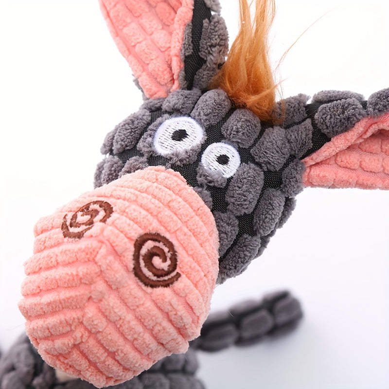 Plush Donkey Shaped Pet Dog Toy, Bite-Resistant and Grinding Teeth, Plush Toy with BB Sound