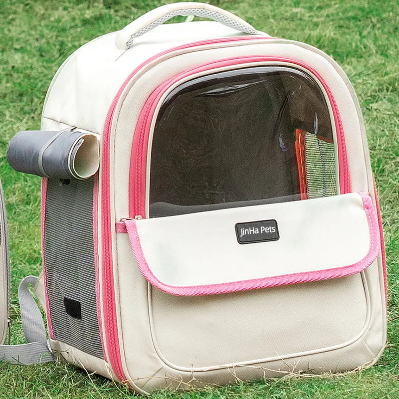 Pet backpack, cat outdoor cat bag, portable backpack for dogs, large capacity space cabin, double-sided transparent dog bag