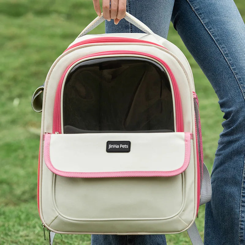 Pet backpack, cat outdoor cat bag, portable backpack for dogs, large capacity space cabin, double-sided transparent dog bag