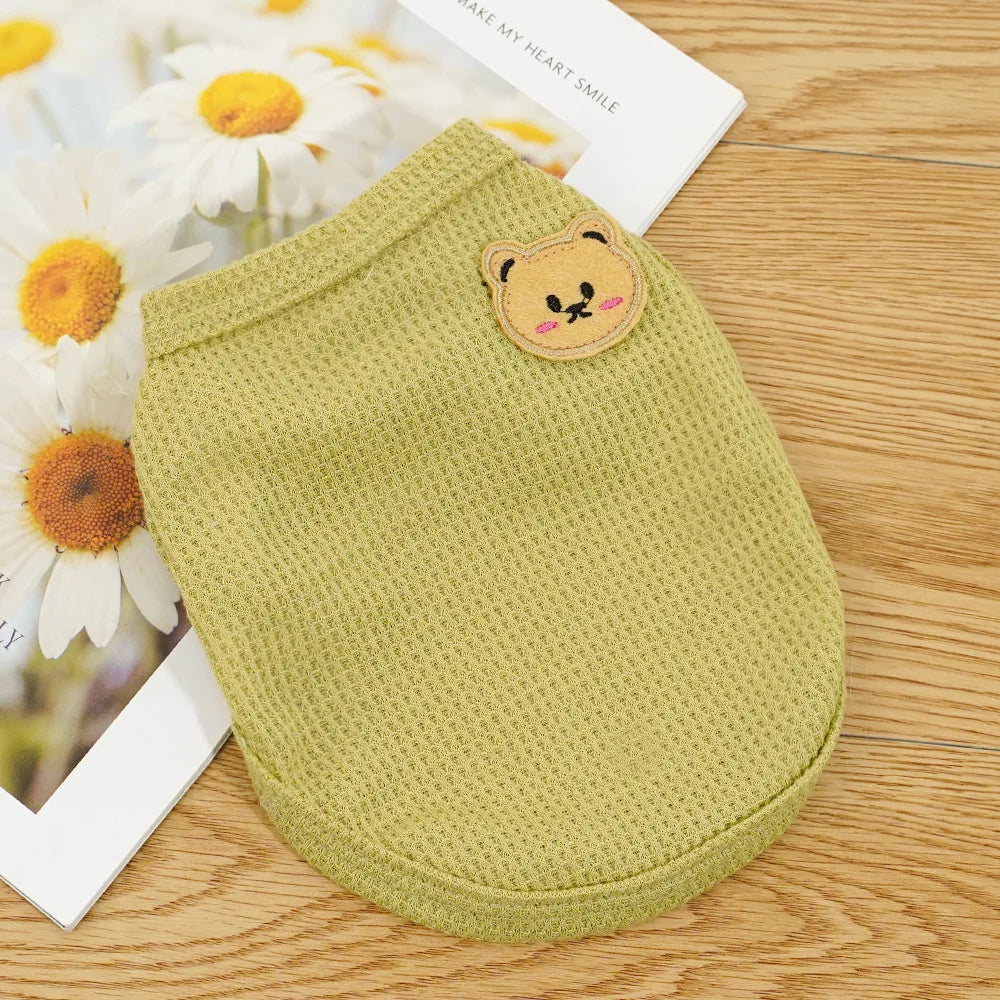 Cat Clothes Waffle Bear Pet Vest Summer Teddy Chihuahua Small Dog Two legged Clothes Cat Puppy Clothes Pet Costume