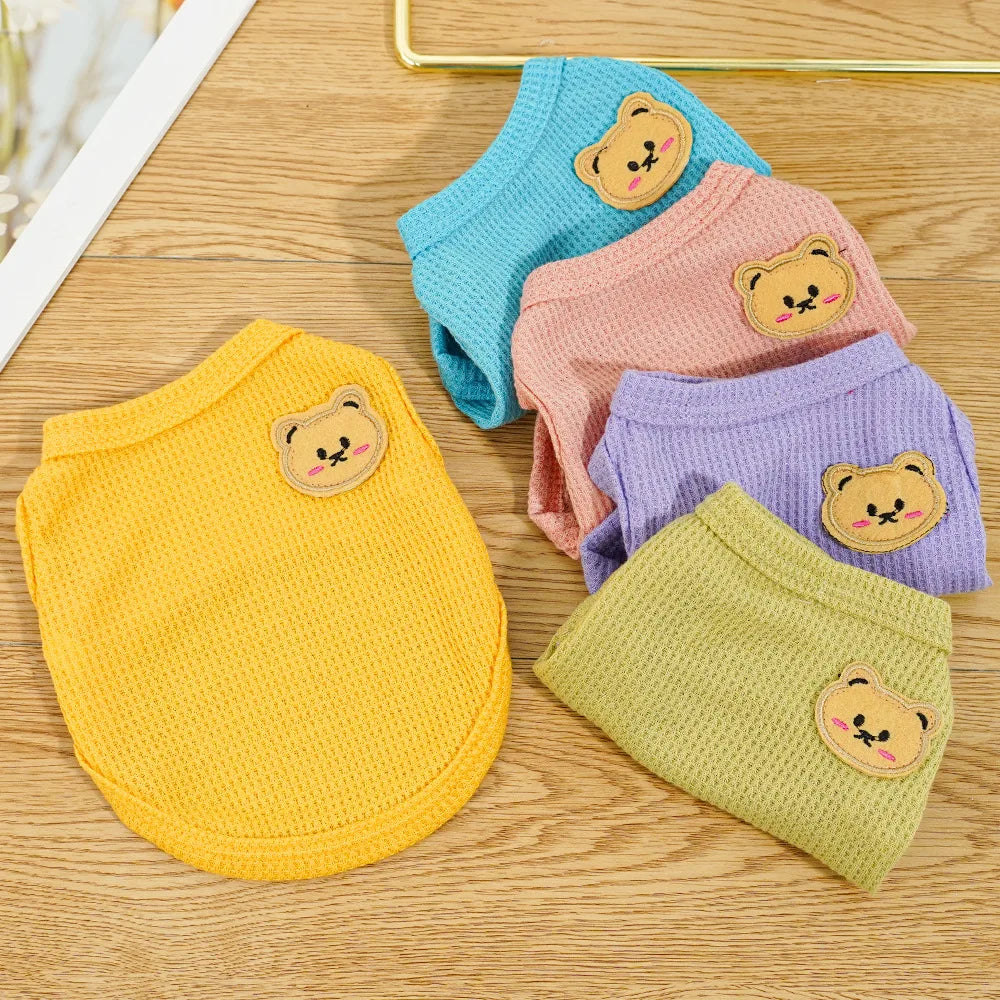 Cat Clothes Waffle Bear Pet Vest Summer Teddy Chihuahua Small Dog Two legged Clothes Cat Puppy Clothes Pet Costume