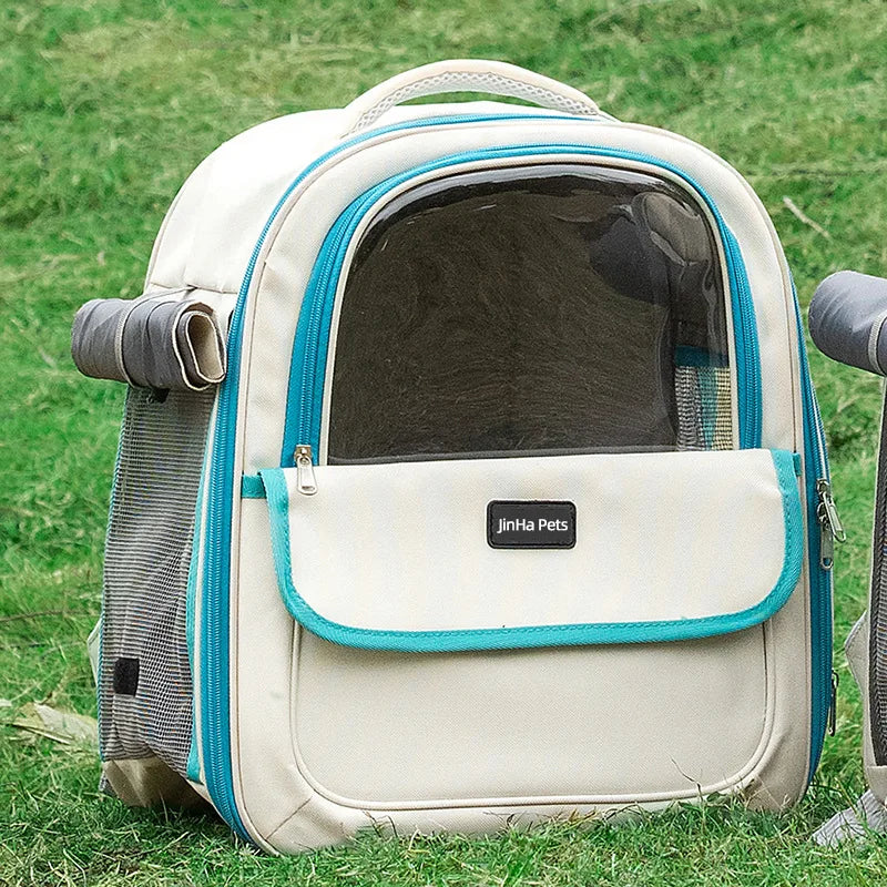 Pet backpack, cat outdoor cat bag, portable backpack for dogs, large capacity space cabin, double-sided transparent dog bag