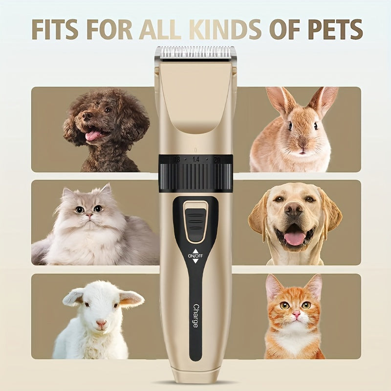 Rechargeable Dog Grooming Clipper Set, Quiet Electric Pet Hair Trimmer for Thick Coats, USB Charging, Cordless Design with Lithium Battery, 4 Guide Combs - Pet Hair Cutter Kit for Dogs and Cats